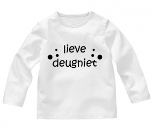 Strijkapplicatie lieve deugniet op shirt